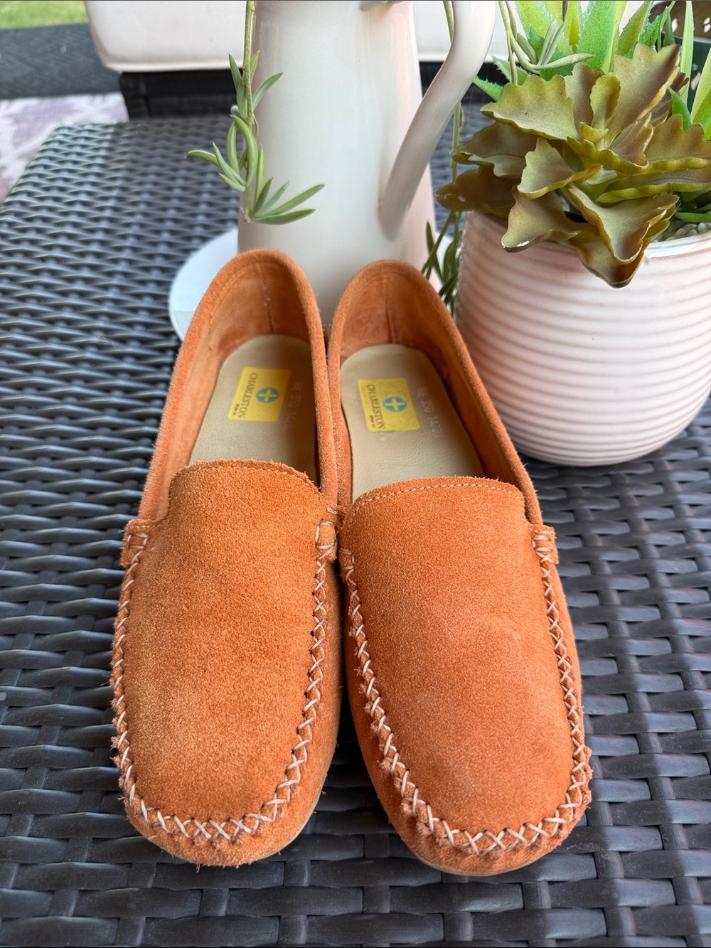 CHARLESTON SHOE CO. Women's Suede Loafers in Orange size 8.5